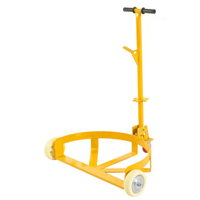 55 Gallon Drum Dolly, 1200Lbs Capacity, With 2 Fixed PU Wheels And 1 Swivel Wheel - Low Profile Steel Oil Drum Caddy Oil Barrel Drum Roller Hand Cart