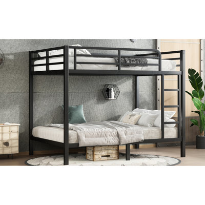 Lit superposé double en métal pour les adolescents et les adultes, couleur noire, économie d'espace, bruit, lit pratique sous le rangement, solution pour économiser, sommeil, conception, assemblage rapide