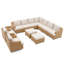 Ensemble de 12 pièces de mobilier de jardin en rotin avec coussins
