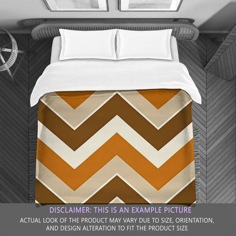 Checkered Comforter, Queen Comforter, Brown/Orange Chevron