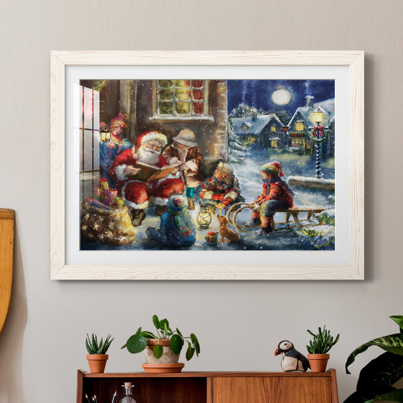 «Story Time Santa» - reproduction de cadre photo, H 31,5 po x l 23,5 po x P 1,5 po, Cadre blanc