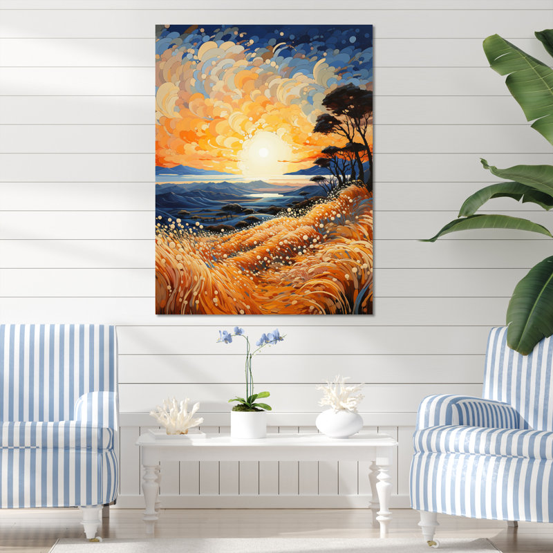 Plage sablonneuse pointillisme III - Nautique et plage, reproductions d'art mural, H 20 po x l 12 po x P 1 po, Toile tendue