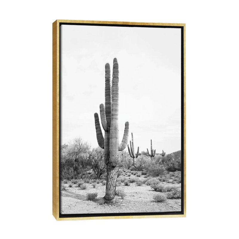 «Desert Cactus Blush» par Sissi et Seb - impression d'art graphique, Toile encadrée d'or, H 40 po x l 26 po x P 1,5 po
