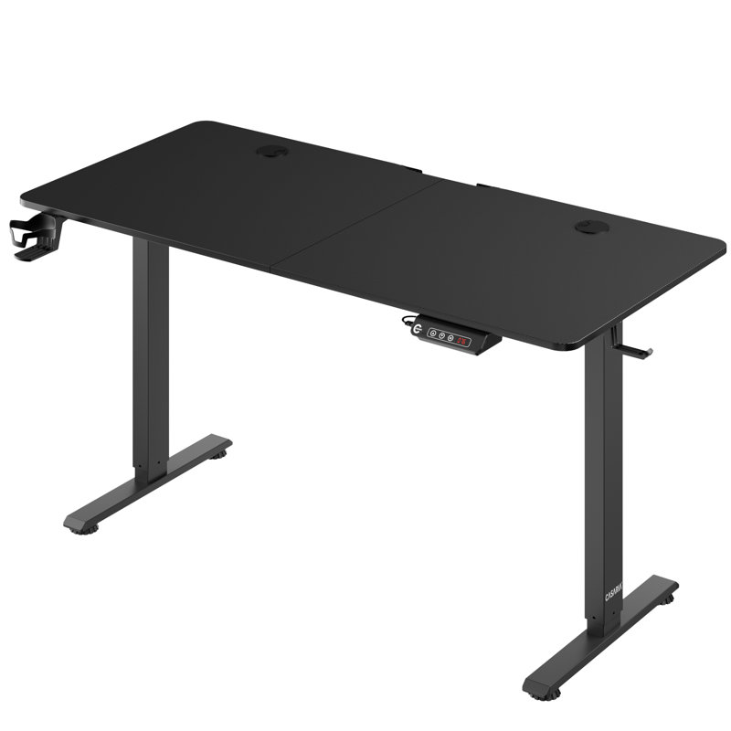 Adjustable Metal Base Writing Desk, Black, 73cm H x 140cm W x 60cm D