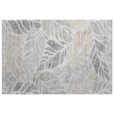 Premium Machine Washable Dream Shag ADS198 Leaves Rug
