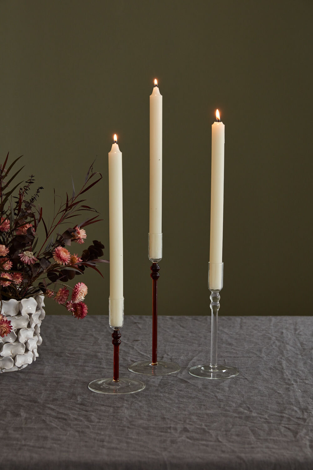 Wyland Glass Candlestick Holder, 6" H x 3.5" W x 3.5" D