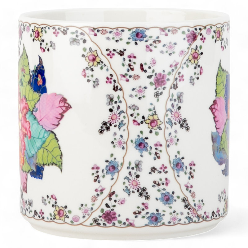 Porcelain Round Planter Pot Tobacco Leaf