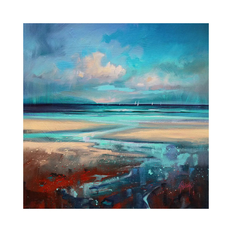 Cyan Sailing by Scott Naismith - Painting on Canvas, 45.72 cm H x 45.72 cm W x 1.91 cm D, Wrapped Canvas