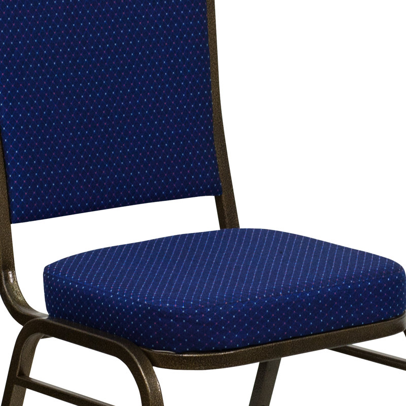 Chaise de banquet empilable Oliverson, Cadre noir, Tissu à motif bleu marine, 4