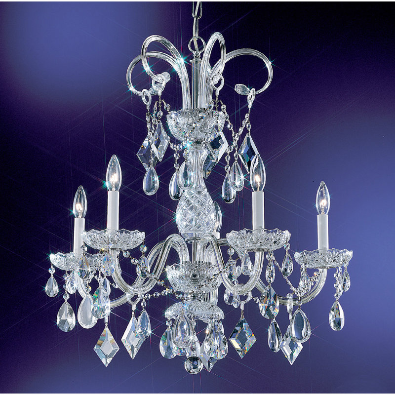 Greiner 5 - Light Glass Dimmable Classic / Traditional Chandelier, Crystalique