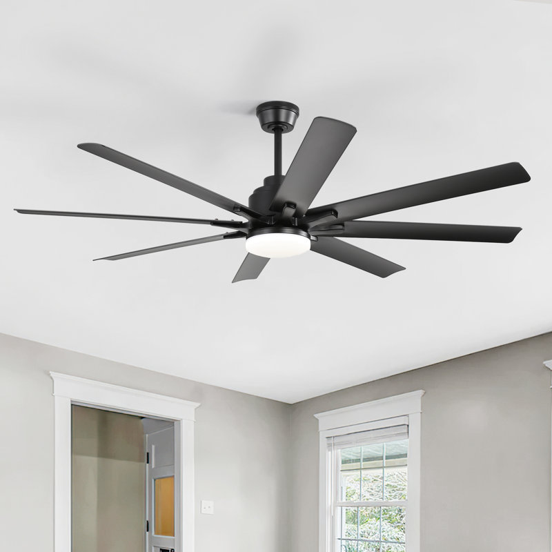 Grand ventilateur de plafond Brixham de 52 pouces avec lumière à DEL à intensité variable et 8 pales en ABS avec télécommande et moteur à courant continu réversible pour le salon