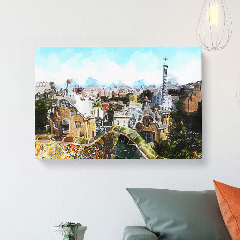 Parc Guell Gaudi In Barcelona Spain In Abstract - Wrapped Canvas, 50cm H x 76cm W x 3cm D