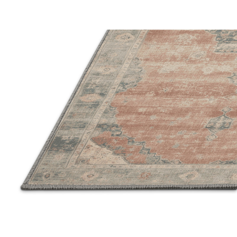 Machine Washable Overdyed Gray Area Rug, Round 6'