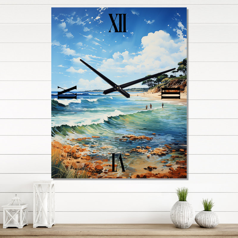 Photo de plage Coastal Impressions VII - Horloge murale nautique et plage, Très grand