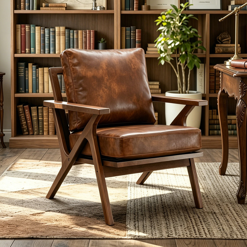 Chaise d'appoint Salma, Similicuir brun