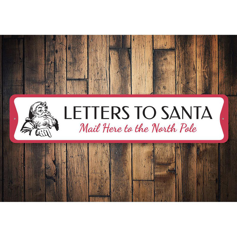 Lettres au père Noël - panneau en aluminium, H 4 po x l 18 po x P 0,04 po
