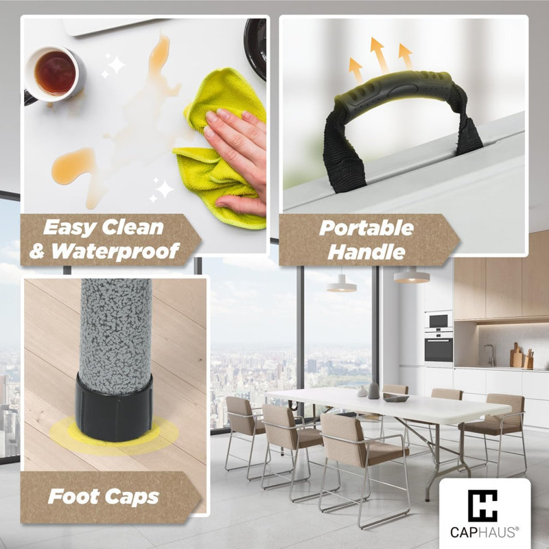 CAPHAUS 70,9 po / 96,1 po, table pliante portative robuste, blanc, deux tailles, L 96,1 po