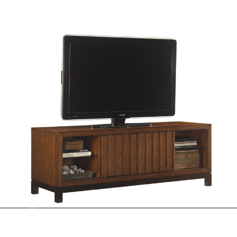 Transitional Sienna Bali Brown Media Console with Cabinet