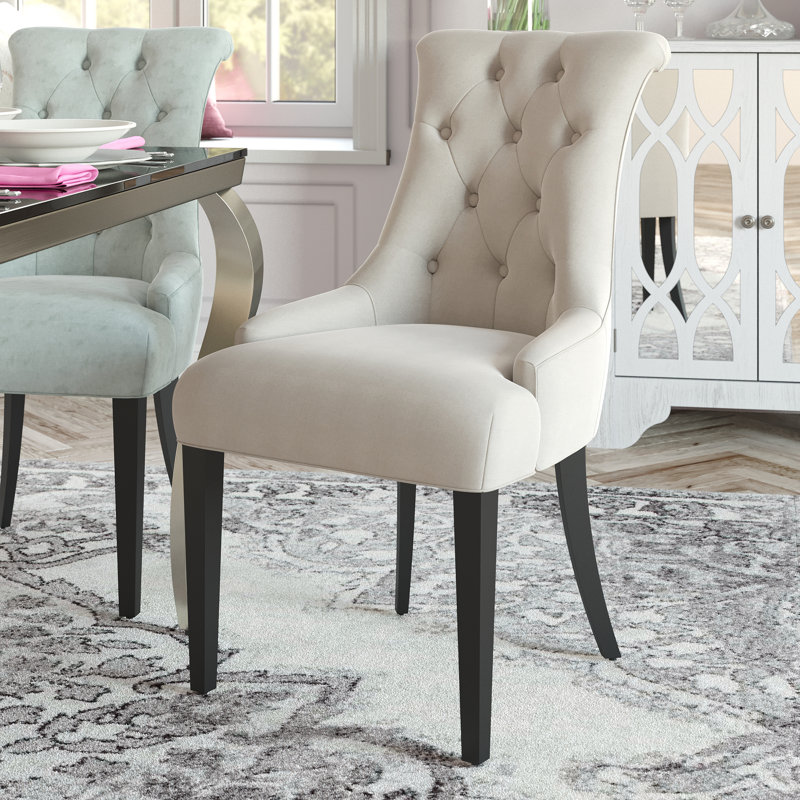 Beattie 50.04cm H Tufted Cotton Upholstered Tufted Back Side Chair, Linen Taupe