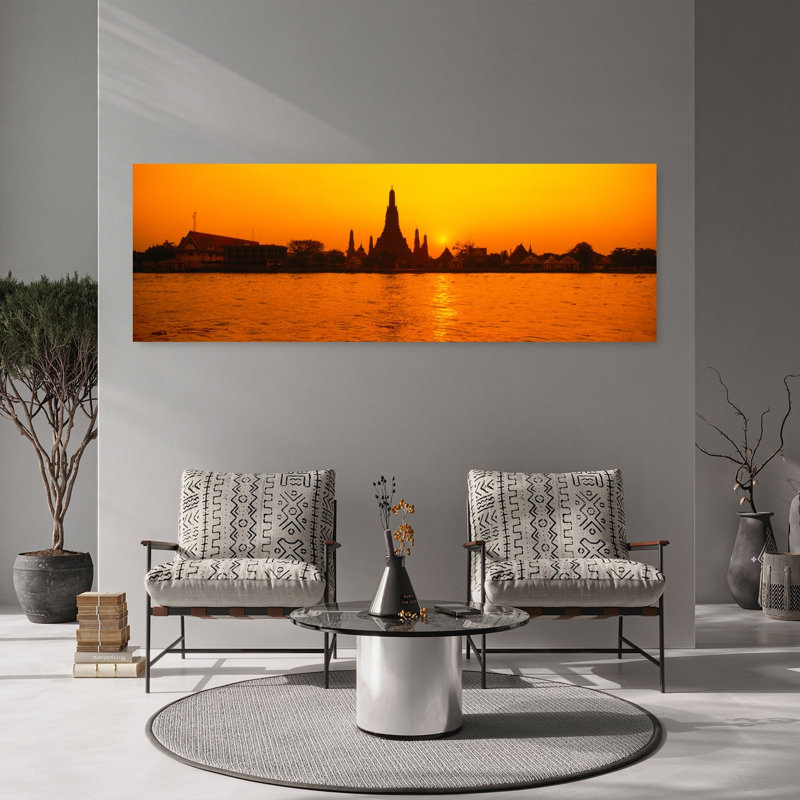 Thailande, Wat Arun, art mural contemporain abstrait de la ville de Wat Arun, H 20 po x l 60 po