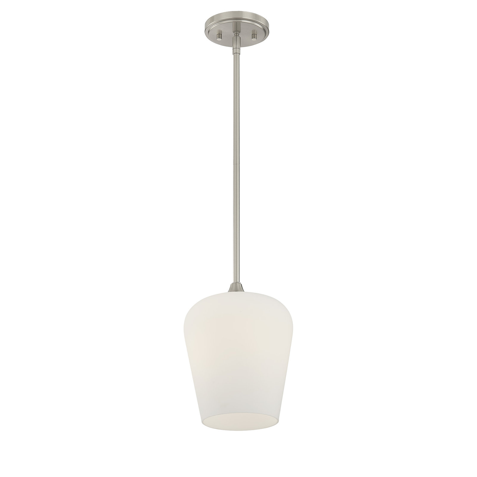 Breena Dimmable Single Light Pendant, White, Satin Nickel