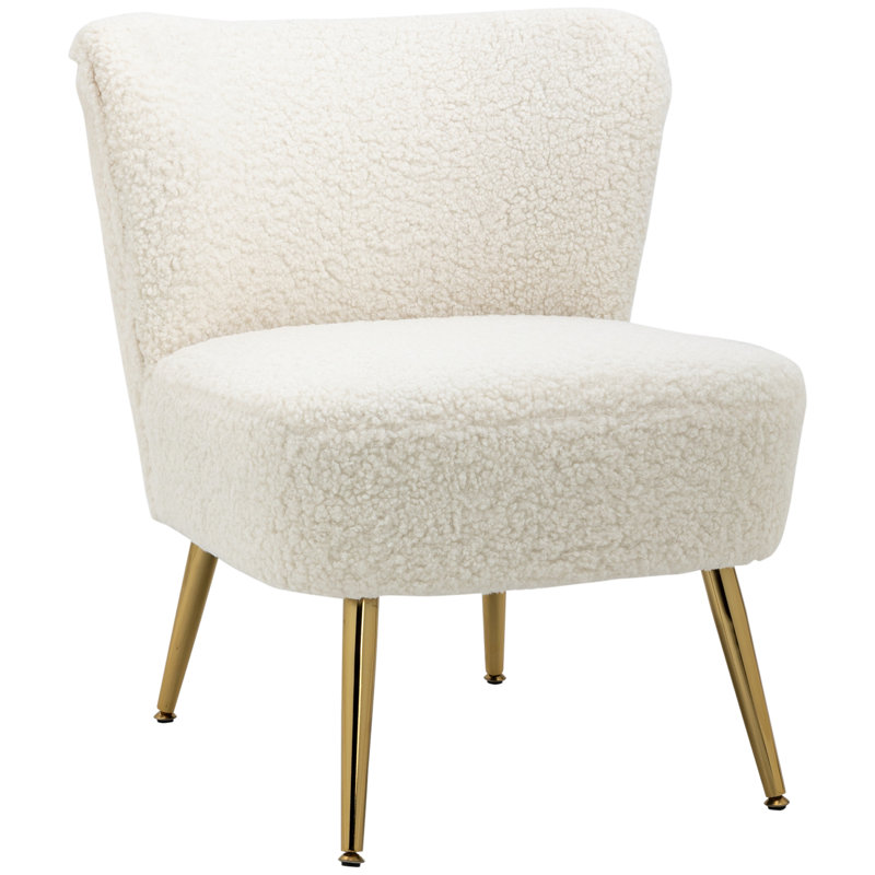 Fauteuil de chambre de 22,4 po Kelci-Louise, 100 % polyester blanc