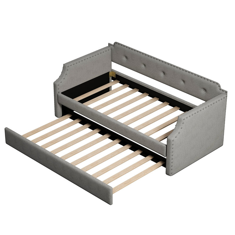 Lit de jour rembourré avec couchette, gris