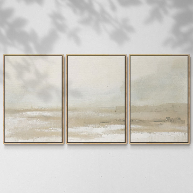 Neutral Mist Mesa I - Multi Piece Framed Canvas, Natural , 40" H x 78" W x 2" D