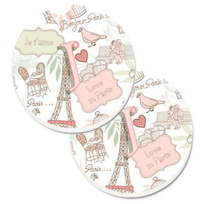Ceramic Round 2 Piece Car Coaster Set