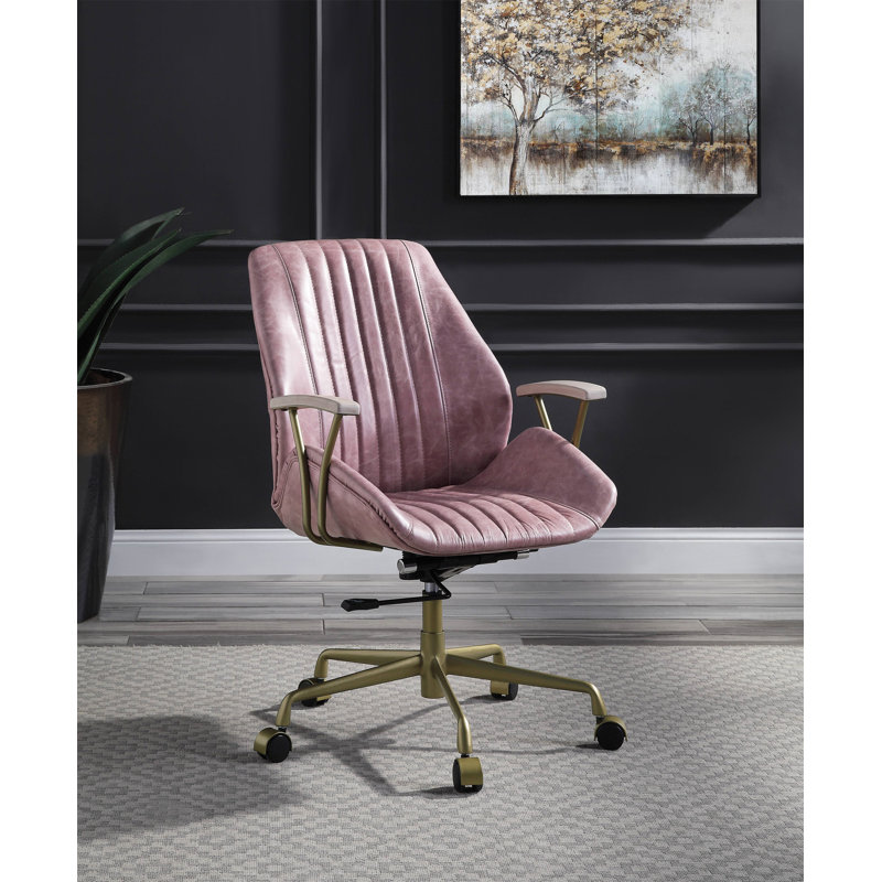 Hamilton Pink Top Grain Leather Office Chair, Pink