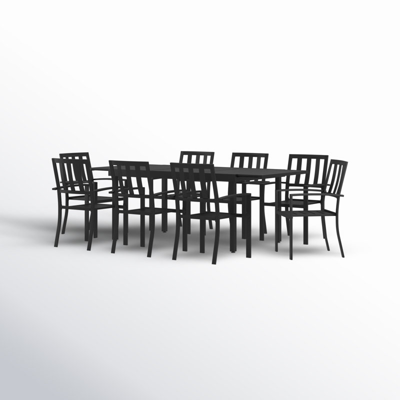 Ensemble repas pour 6 personnes avec table rectangulaire extensible, 9 pièces : table, 8 chaises