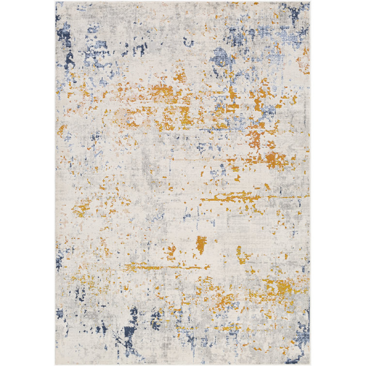 Tapis bleu / orange à motif abstrait Barbieri