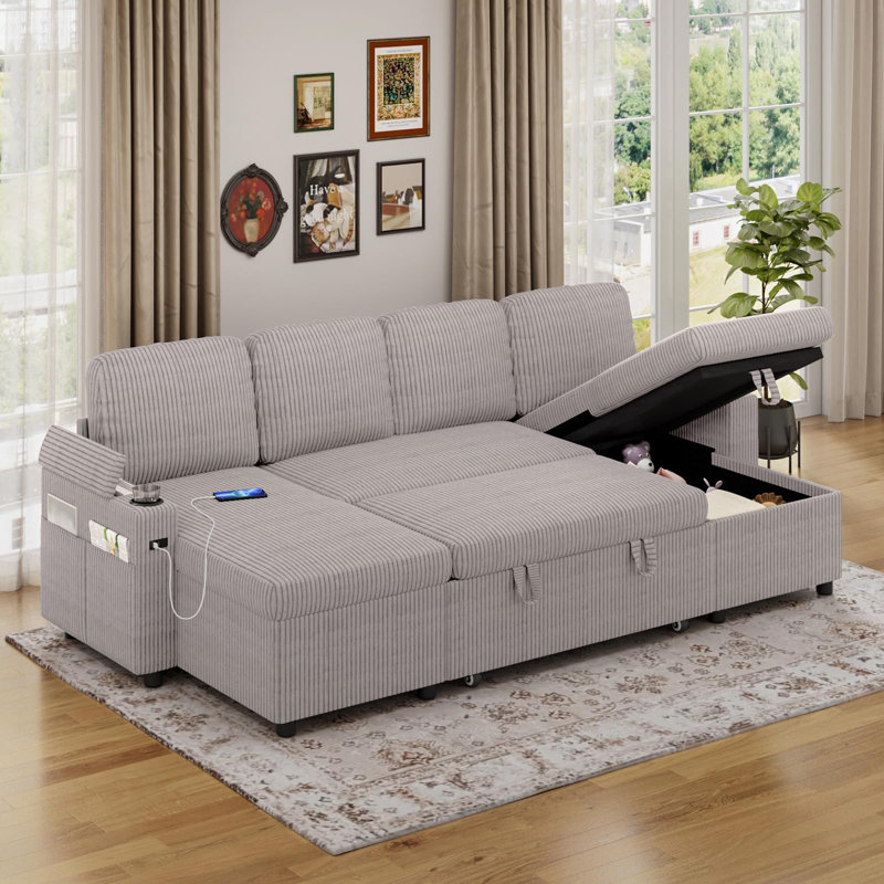 Sofa Bed, Silver Velvet