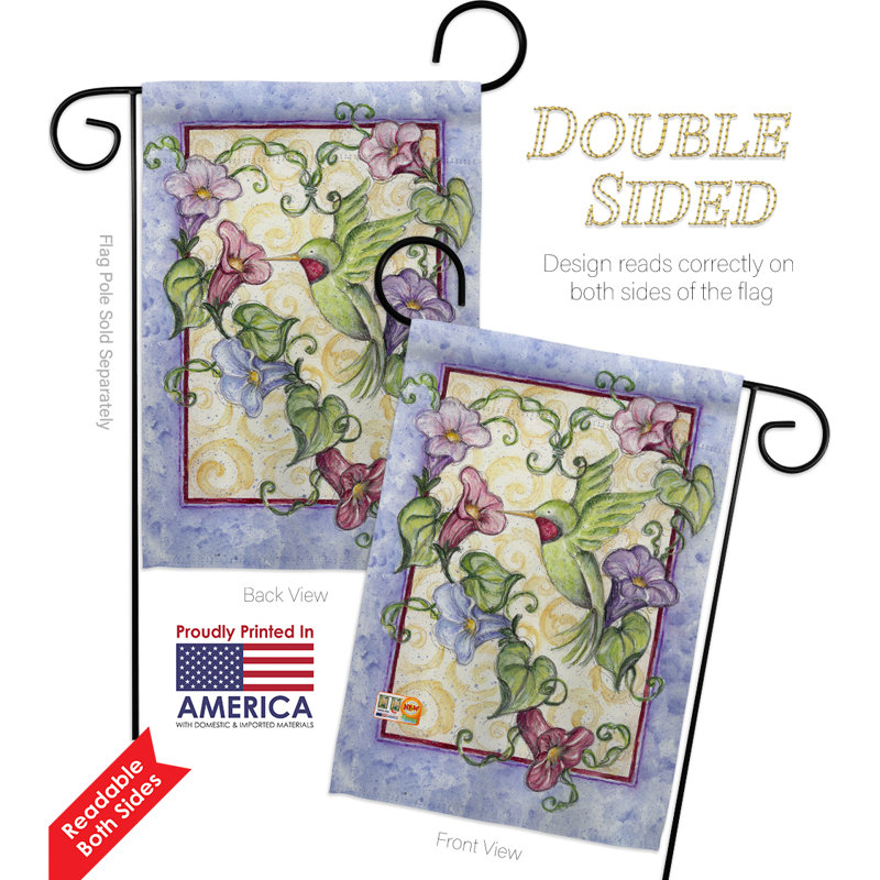 Ensemble de 2 pièces hummingbird avec trompette fleurs amis impressions, ensemble de 2 côtés en polyester 19 po x 13 po