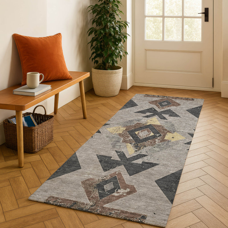 Premium Machine Washable Fairwood AMF1882 Aztec Rug, Runner 2'3" x 7'6"