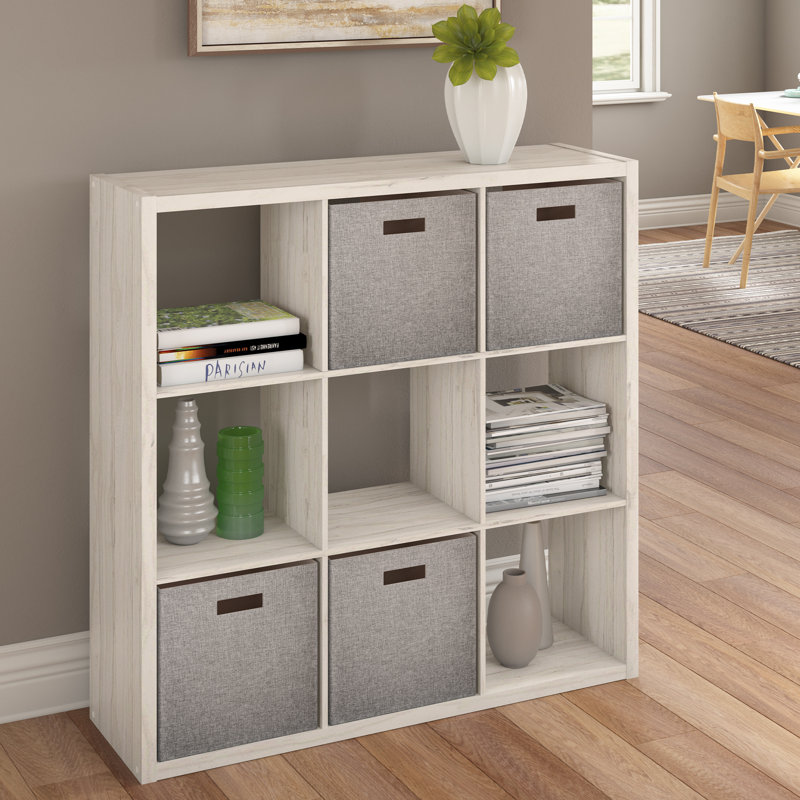 Bibliothèque décorative H 43,98 "x l 43,82", Noyer blanchi