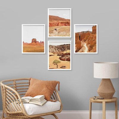 Arizona Texas Mountain Valley, reproduction encadrée de 4 pièces