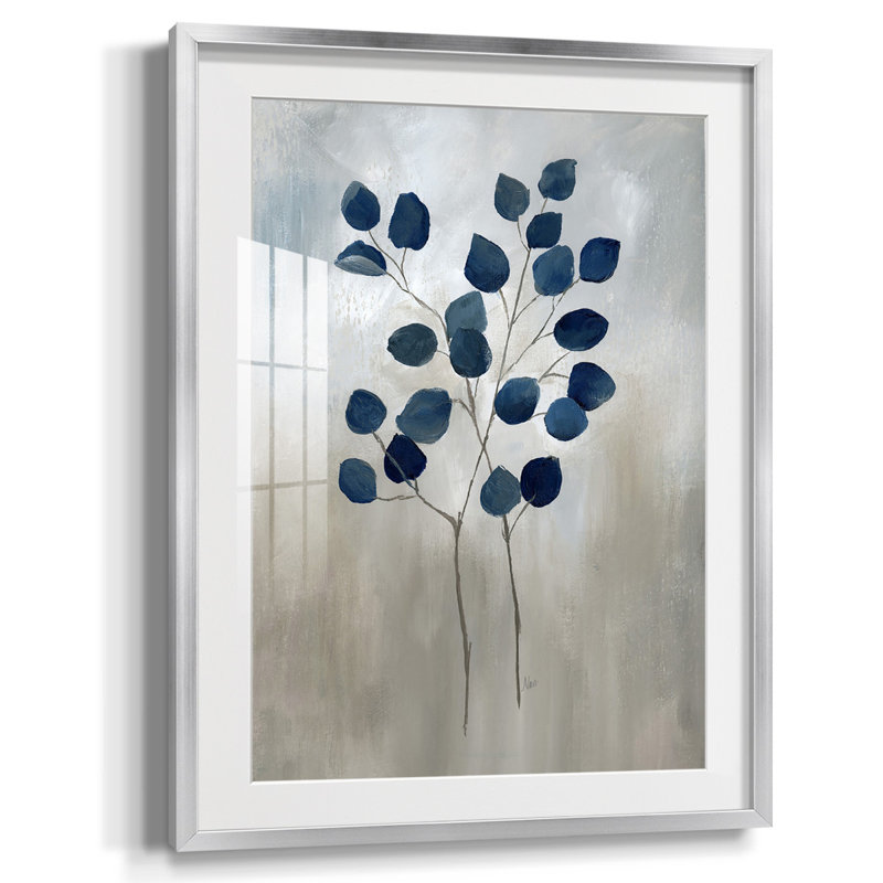 Green Shadows I, reproduction encadrée, Papier avec cadre argenté, Blanc