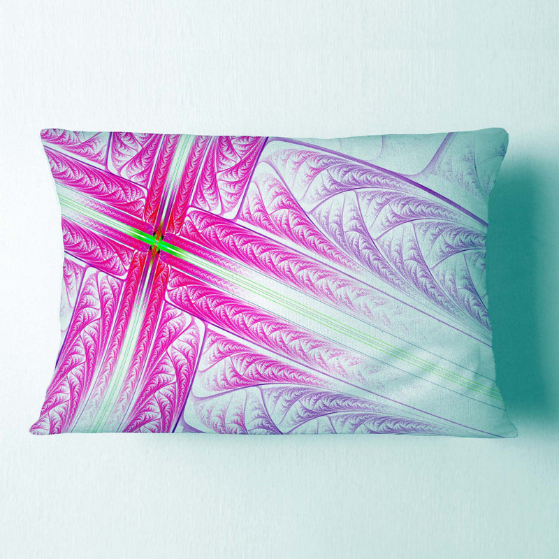 Fractal Cross Design - Coussin décoratif à imprimé abstrait, Rose