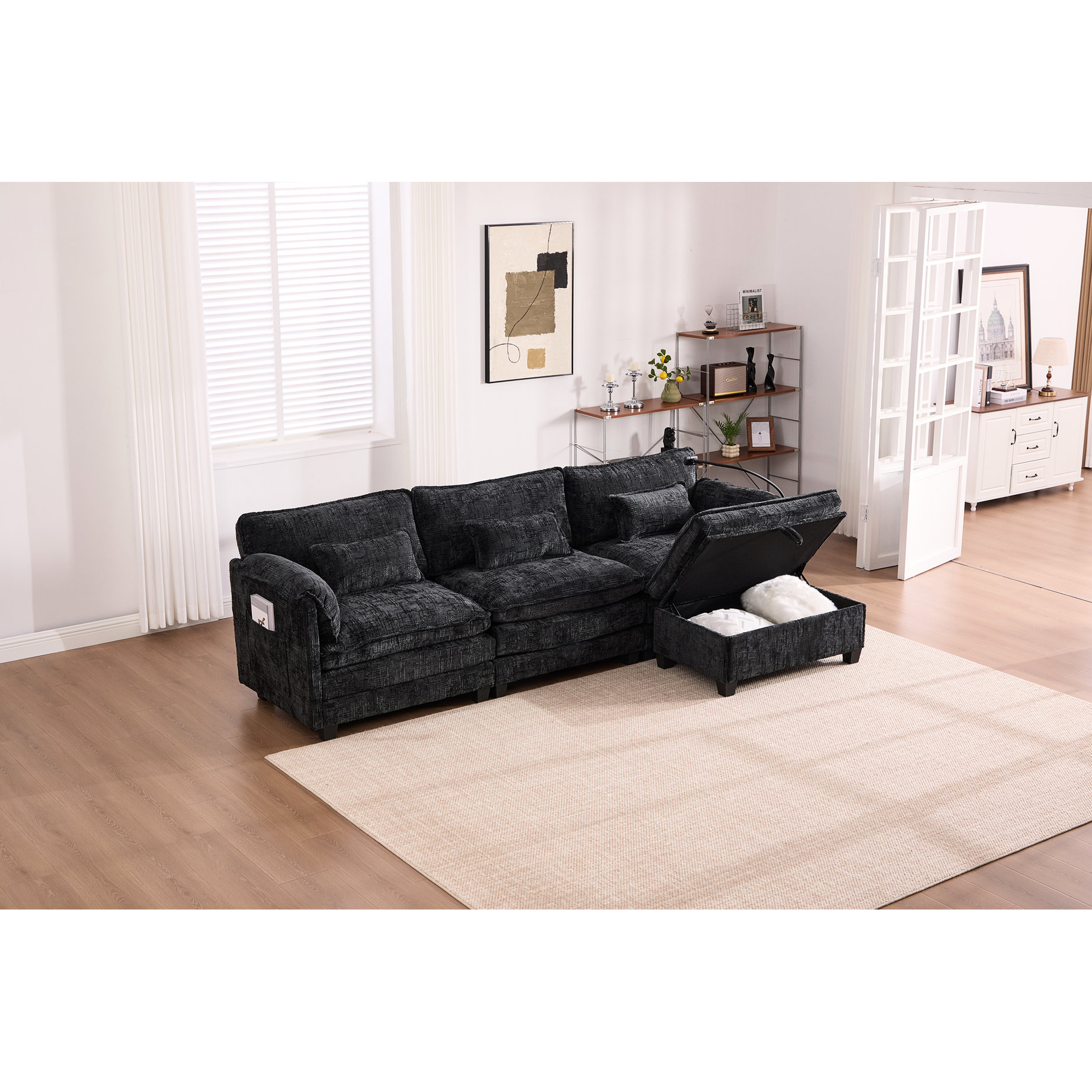 Latitude Run® 112" Cloud Couch For Living Room, Chenille Fabric, L ...