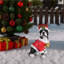 Statue de Noël terrier de Boston, figurine de chien des Fêtes en tenue de père Noël