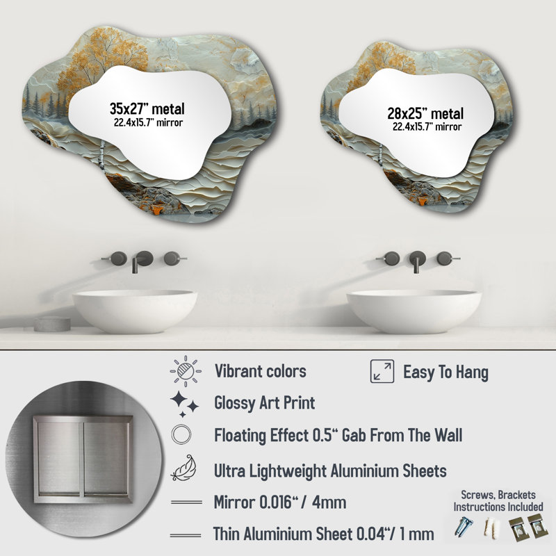 Miroir mural traditionnel doré Golden Sunset, 27 po x 35 po