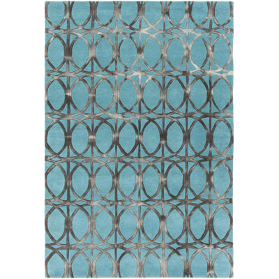 Tapis en laine bleu sarcelle Fran Authentic