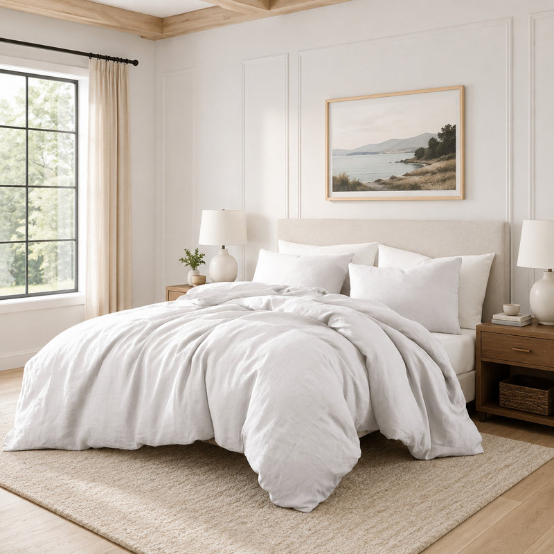 Microfiber 4 Piece Duvet Cover & Insert Set, King Duvet Cover & Insert + 3 Additional Pieces, White