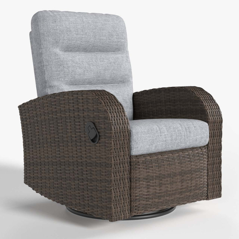 Reclining Recliner Chair, Grey Cushion/Brown Frame