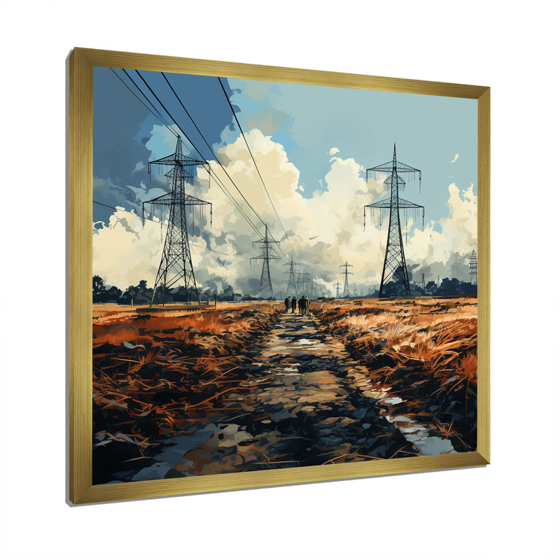 «Alytic Dessin of A Power Lines », art mural sur toile, Cadre photo noir, H 24 po x l 24 po