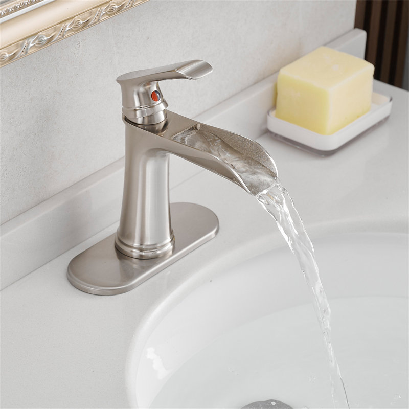 Single-Hole Single-handle Bathroom Faucet with Drain Assembly, Brushed Nickel