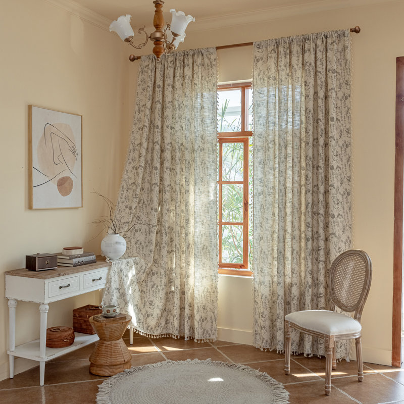 Polyester Exquiste Pattern Print Curtains 2 Panel, 52" W x 63" L