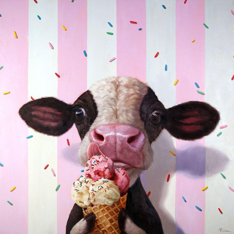 Art encadré sur toile tendue par Trinx Heffernan, Lucia: Mooo, Licieux, H 20 po x l 20 po