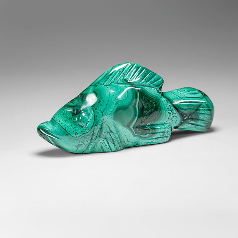 Genuine Polished Malachite Fish Carving (256.8 Grams)